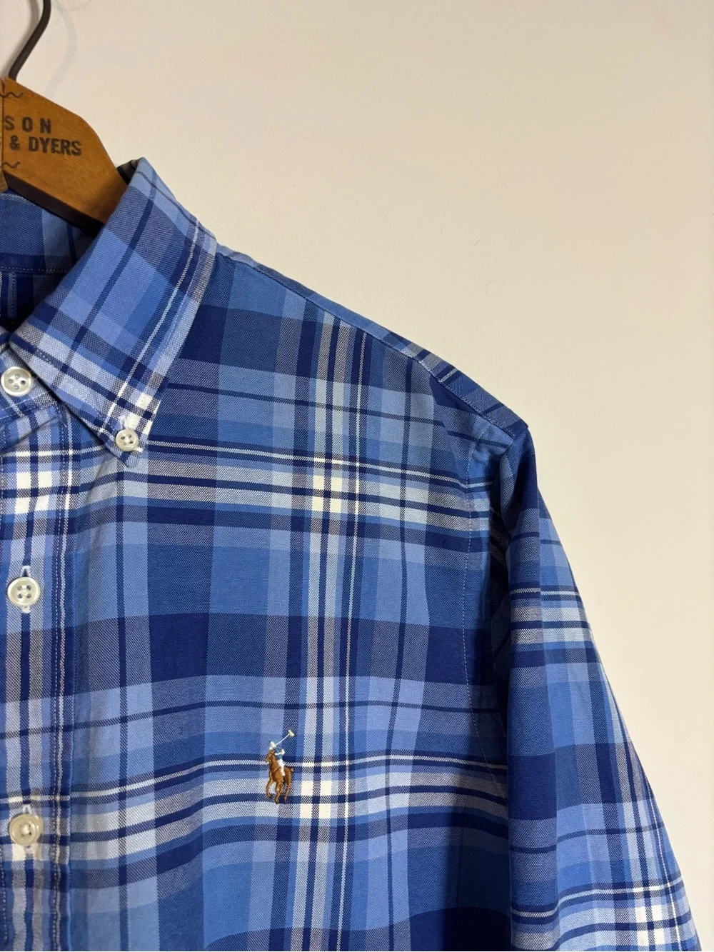 Polo Ralph Lauren Button Down Shirt Blue Plaid Preppy Medium